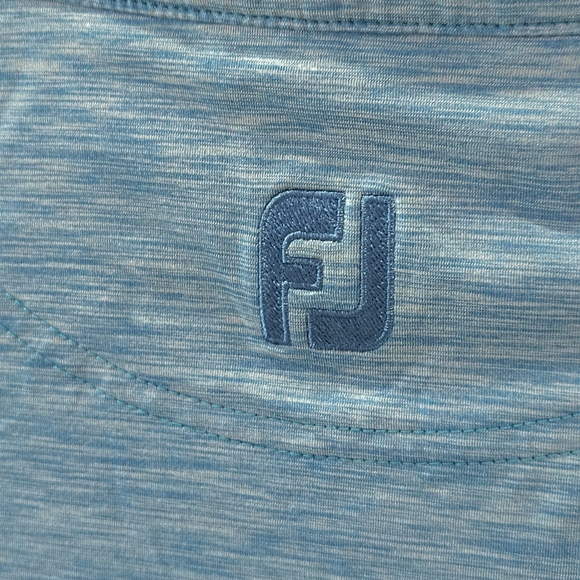 FootJoy Blue Heathered Men's Striped Polo Large Shirt Athletic Fit Golf - Picture 4 of 7